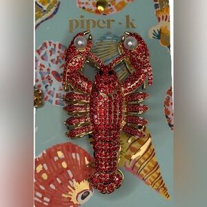 VIRAL Piper K Rhinestone Lobster Hair Clip Red Crystal Coastal Summer Barrett